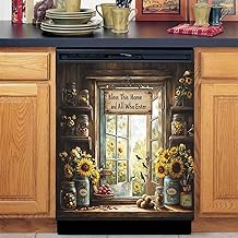 Rustic Wood Derailed Window Kitchen Magnet Cover