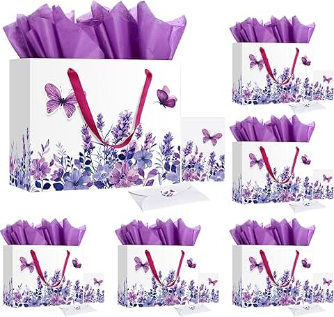 12 Sets of 3D Butterfly Gift Bags with Cards and Tissue Paper