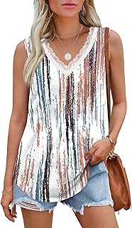 Women's Lace V-Neck Tank Top for Summer and Spring