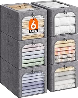 Six Fabric Storage Bins with Metal Frames