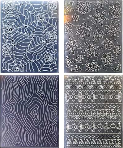 4 Halloween and Christmas Spider Web and Snowflake Embossing Folders