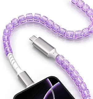 Purple Beaded USB C Fast Charging Cable, 3FT