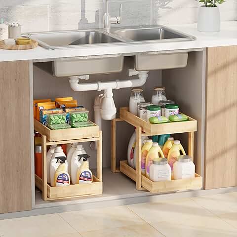 Two Bamboo Under Sink Storage Organizers