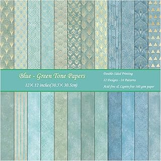 12x12 Double-Sided Peacock Blue Scrapbook Paper