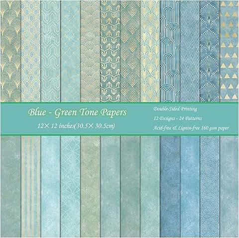 12x12 Double-Sided Peacock Blue Scrapbook Paper