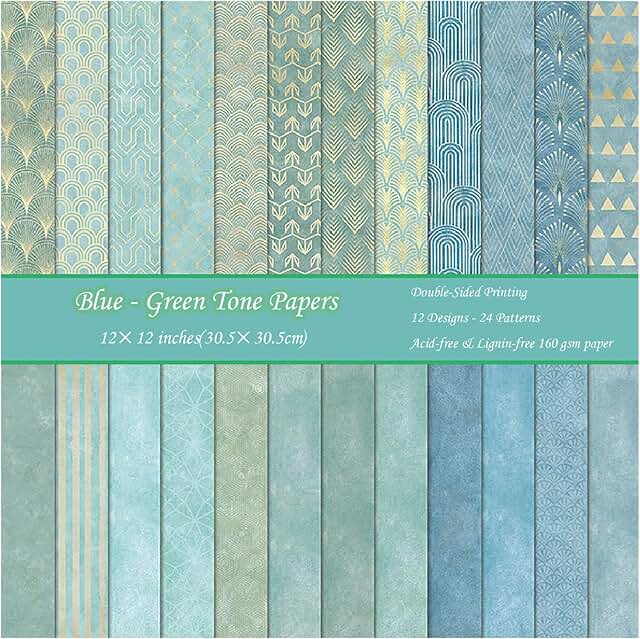12x12 Double-Sided Peacock Blue Scrapbook Paper