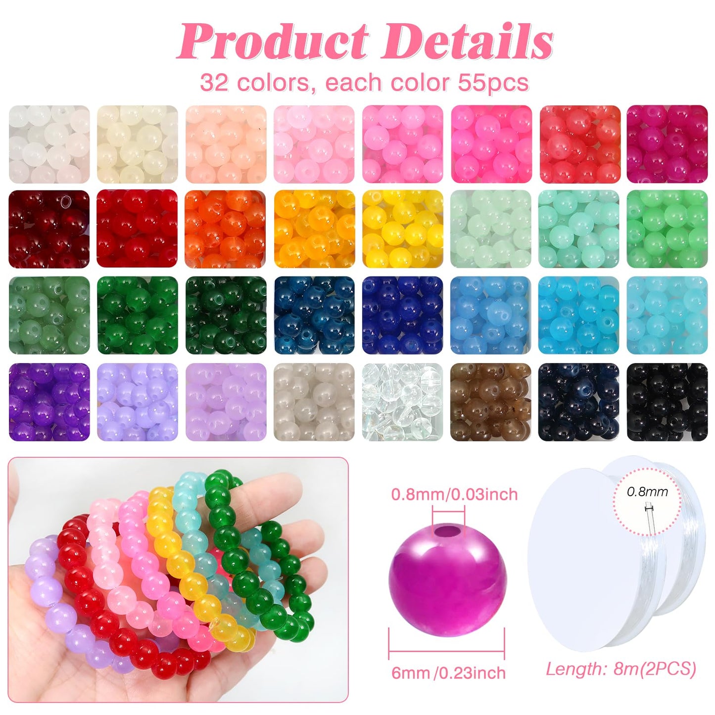 32-Color 6mm Crystal Beads for Jewelry Making