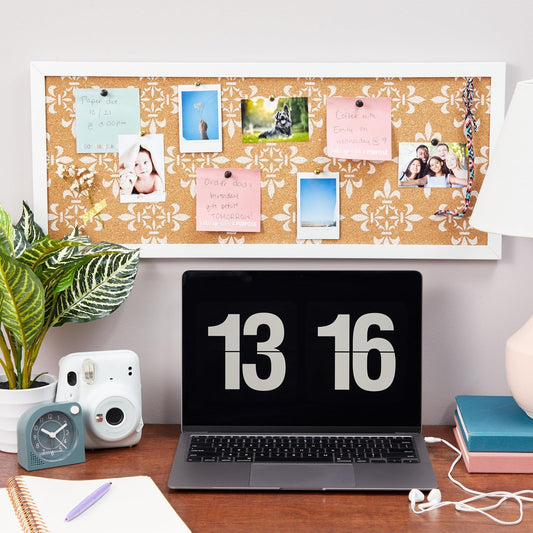 Decorative Cork Bulletin Board for Walls, 10x24 inches