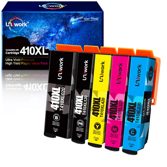 Remanufactured Epson 410XL Ink Cartridges, 5 Pack