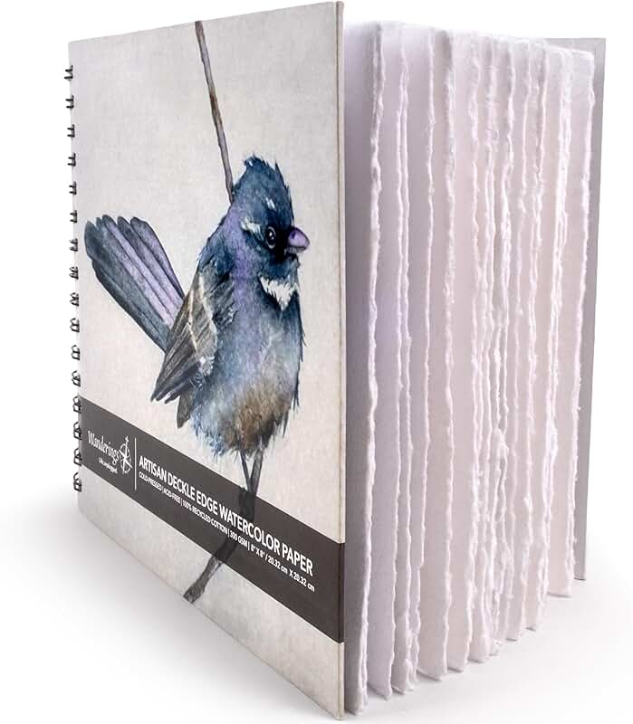 8x8 Watercolor Journal with Handmade Deckle Edge Paper