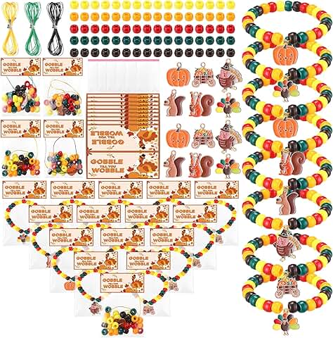Thanksgiving Fall Beads Bracelet Craft Kit with Cards and Bags