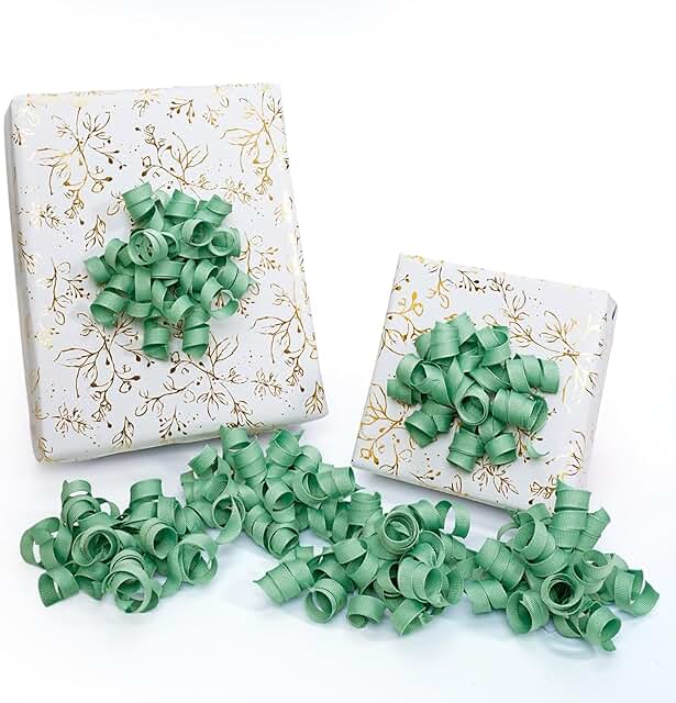 Sage Green Curly Gift Bows, 6 Pack