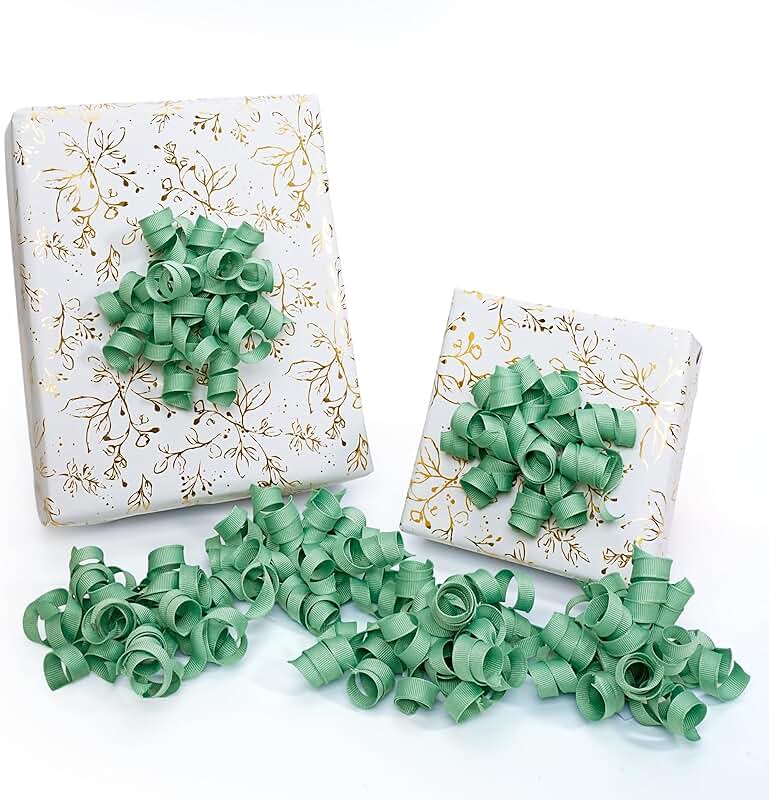 Sage Green Curly Gift Bows, 6 Pack