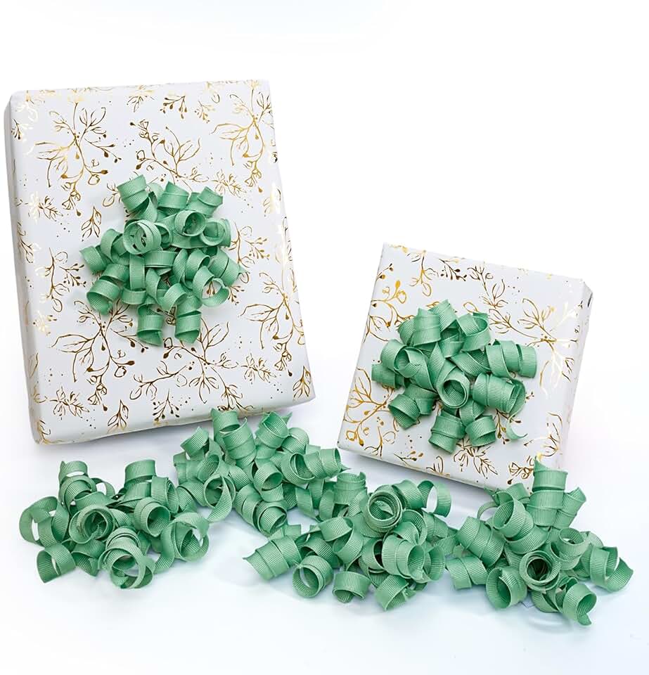 Sage Green Curly Gift Bows, 6 Pack