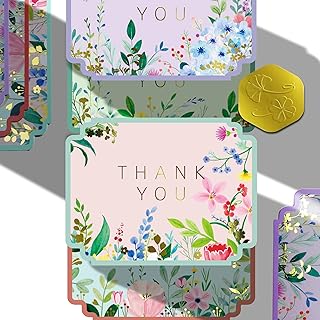 Set of 100 floral thank you cards with envelopes
