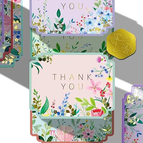 Set of 100 floral thank you cards with envelopes