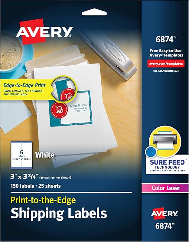 White 3x3.75-inch Printable Shipping Labels, 150 Sheets