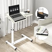 Height Adjustable Rolling Laptop Stand with Tilting Desktops