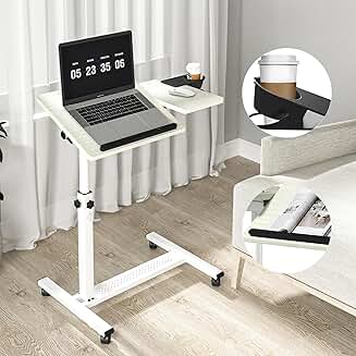 Height Adjustable Rolling Laptop Stand with Tilting Desktops