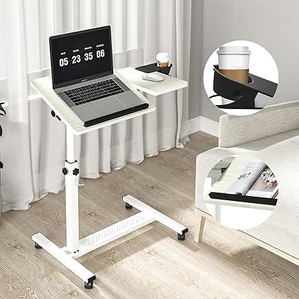 Height Adjustable Rolling Laptop Stand with Tilting Desktops