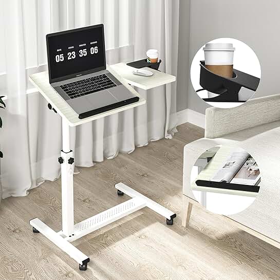 Height Adjustable Rolling Laptop Stand with Tilting Desktops