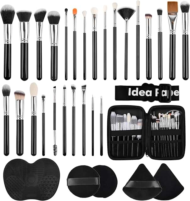 32-Piece Travel Makeup Brush Set for Face and Foundation