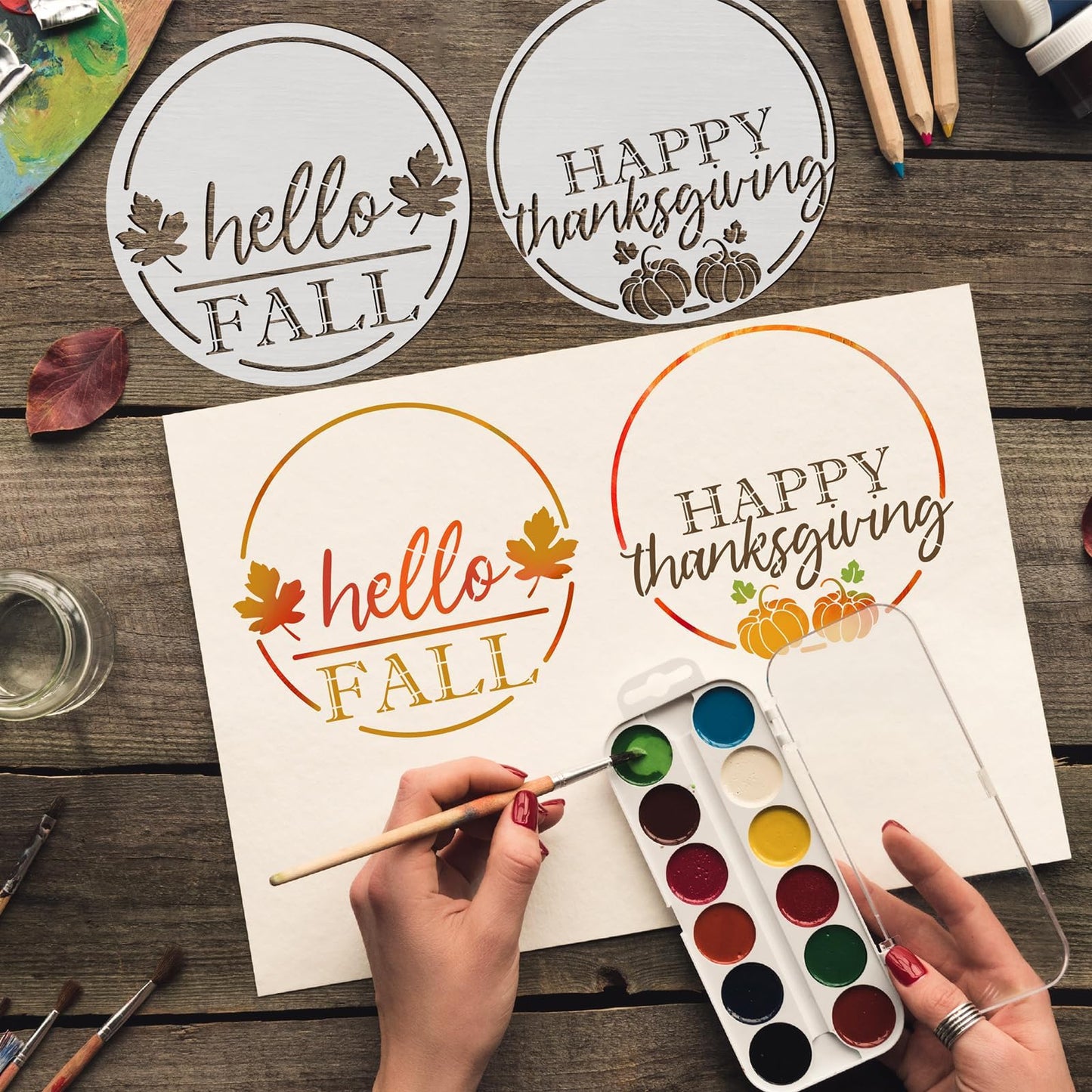 8 Pieces 12" Fall Home Stencils for Wood Painting