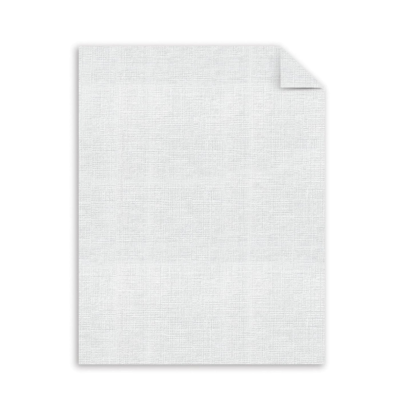 White 65 lb 8.5 x 11 Cotton Linen Coverstock, 100 sheets