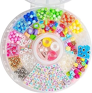 594-Piece DIY Bracelet Making Kit with Colorful Beads