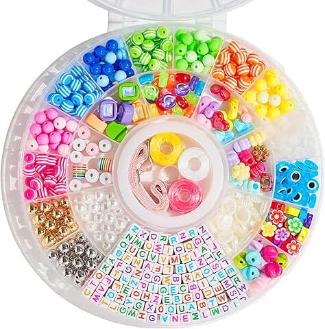 594-Piece DIY Bracelet Making Kit with Colorful Beads