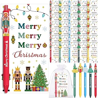 Christmas gift set with pens, cards, and accessories