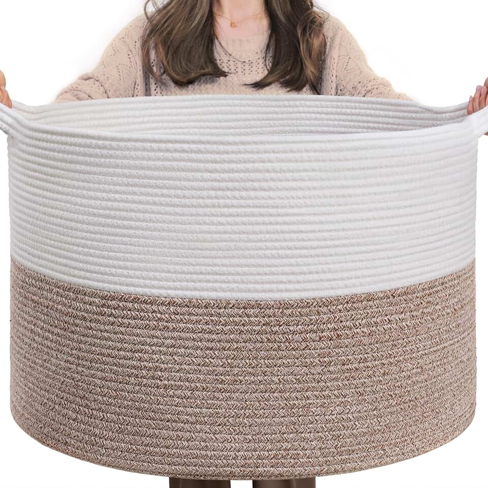 Large Cotton Rope Basket for Laundry and Storage