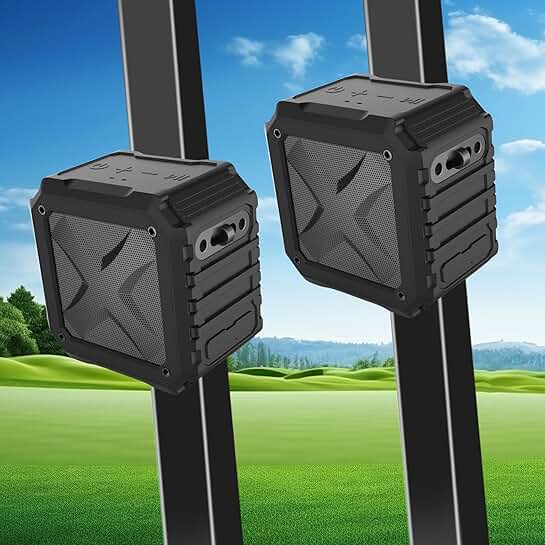 Two Bluetooth Golf Cart Speakers with Carrying Case