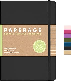 Recycled Lined Journal Notebook, 160 Pages, Black, Medium