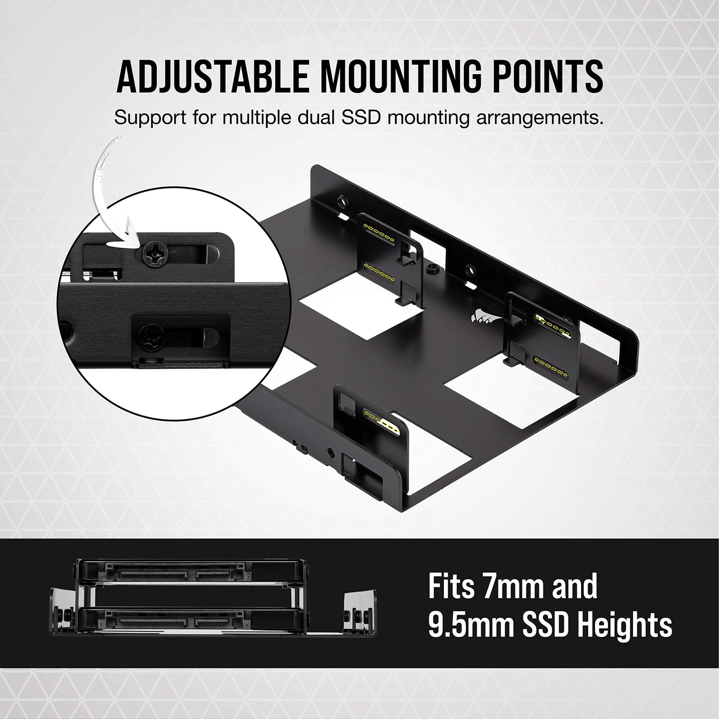 Dual SSD Mounting Bracket (3.5 Internal Drive Bay to 2.5", Easy Installation) Black