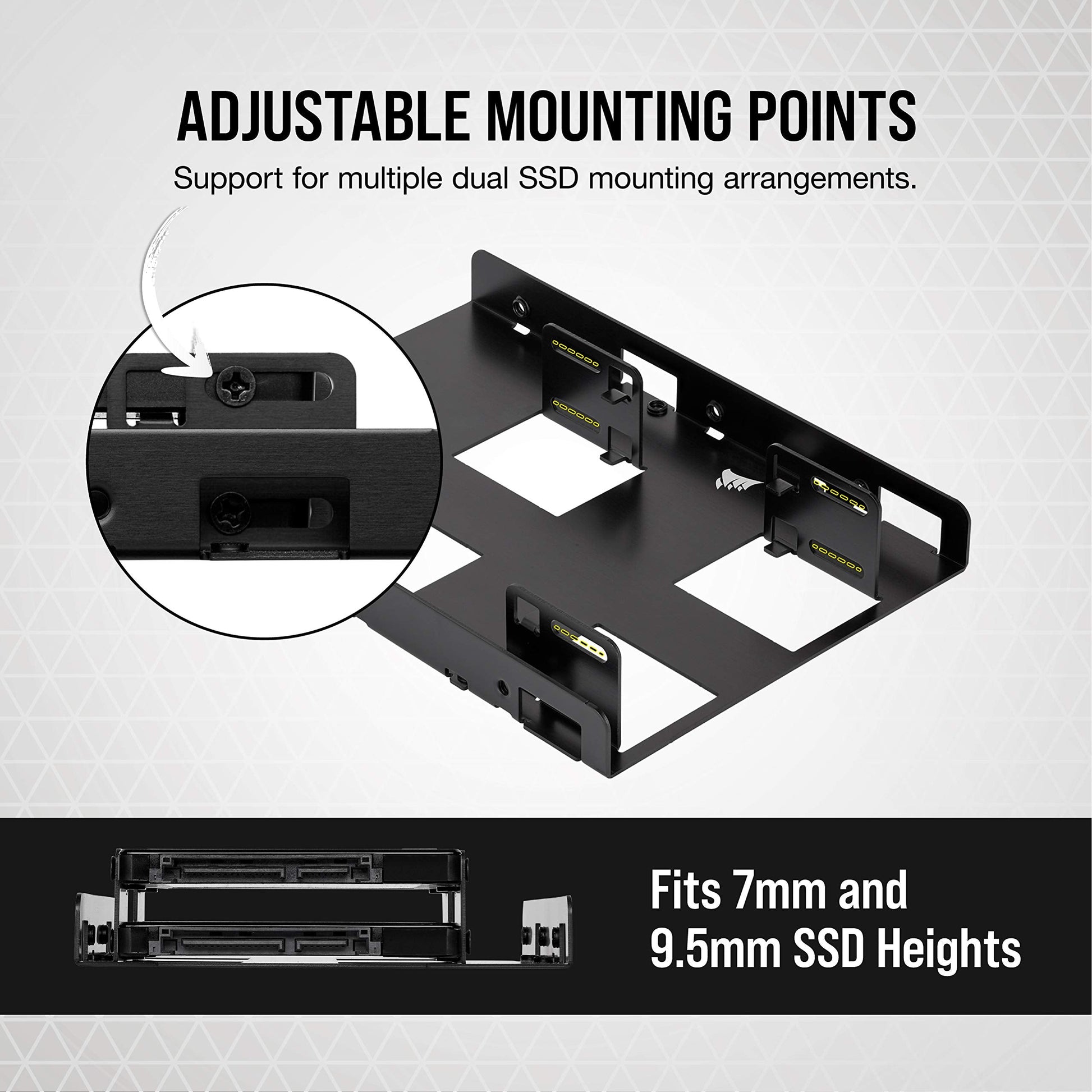 Dual SSD Mounting Bracket (3.5 Internal Drive Bay to 2.5", Easy Installation) Black