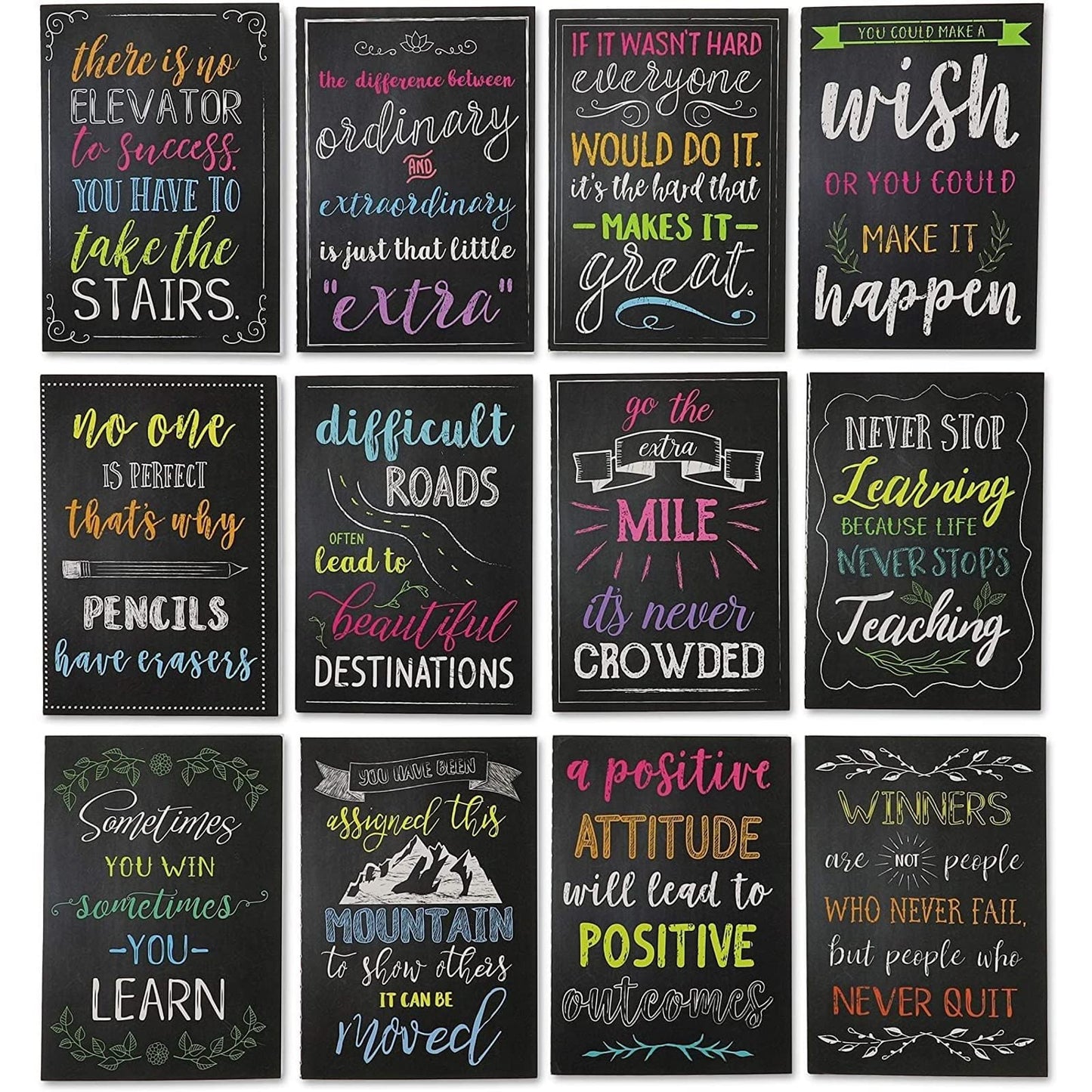 12 Mini Notebooks with Inspirational Quotes