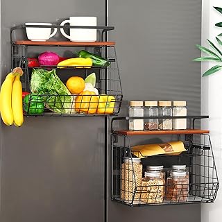 Magnetic 3-Tier Kitchen Storage Shelf with Wood Lid