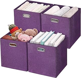 Foldable Storage Boxes, 4 Pack, 28cm, Purple