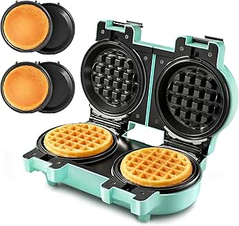 Double Waffle and Pancake Maker with Removable Plates