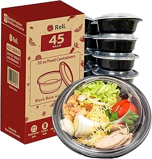 32 oz Meal Prep Containers, 45 Pack, Reusable, Microwavable, Airtight Lids