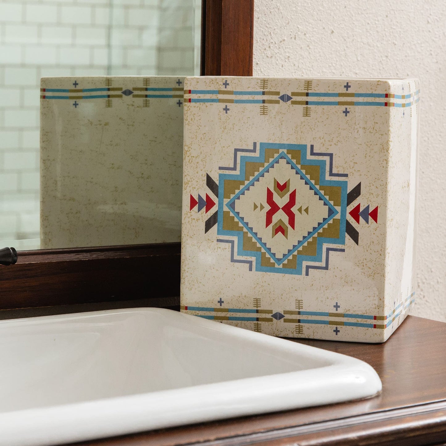 Paseo Road by  Spirit Valley Ceramic Western Waste Basket Bathroom Accessories, Western Rustic Style
