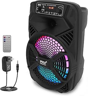 Portable 8" Bluetooth PA Speaker with Lights and Rechargeable Battery