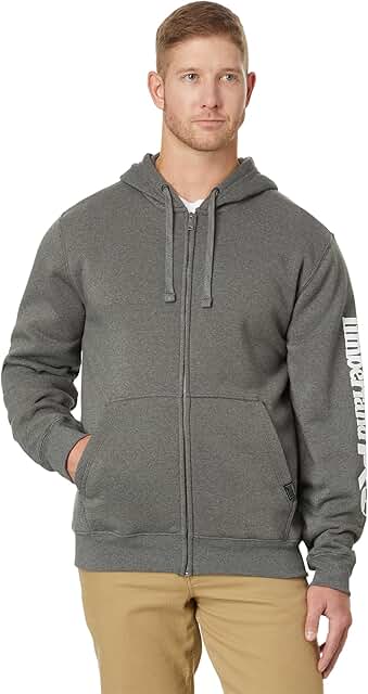 Men's Full-Zip Hooded Sweatshirt in Dark Charcoal Heather, Small