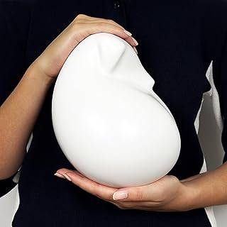 White urn for a sleeping dog