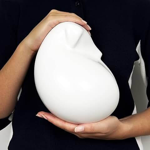 White urn for a sleeping dog