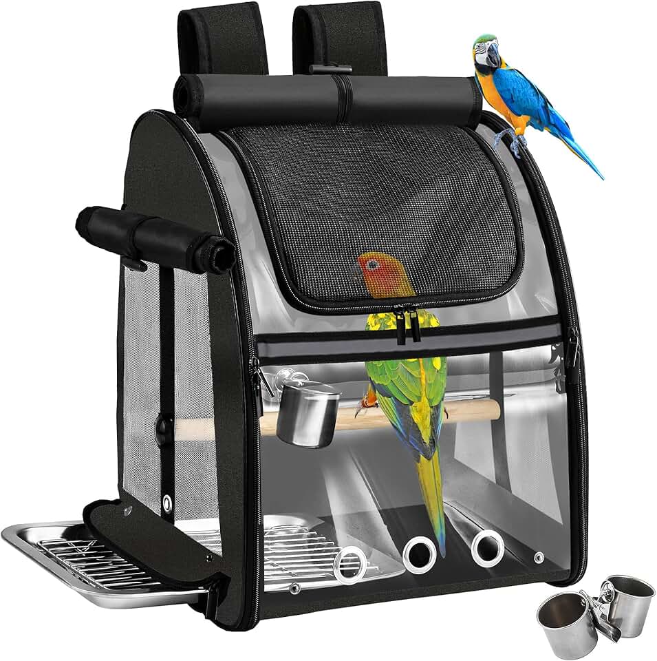 Bird Carrier Backpack with Mesh and Stand