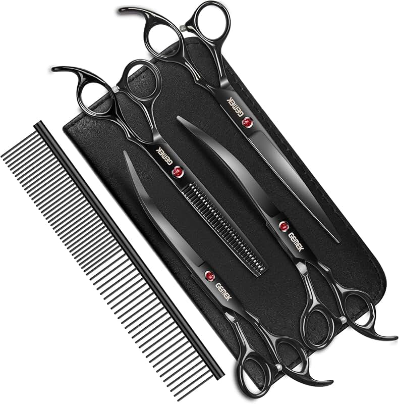 Professional Dog Grooming Scissors Set with Comb