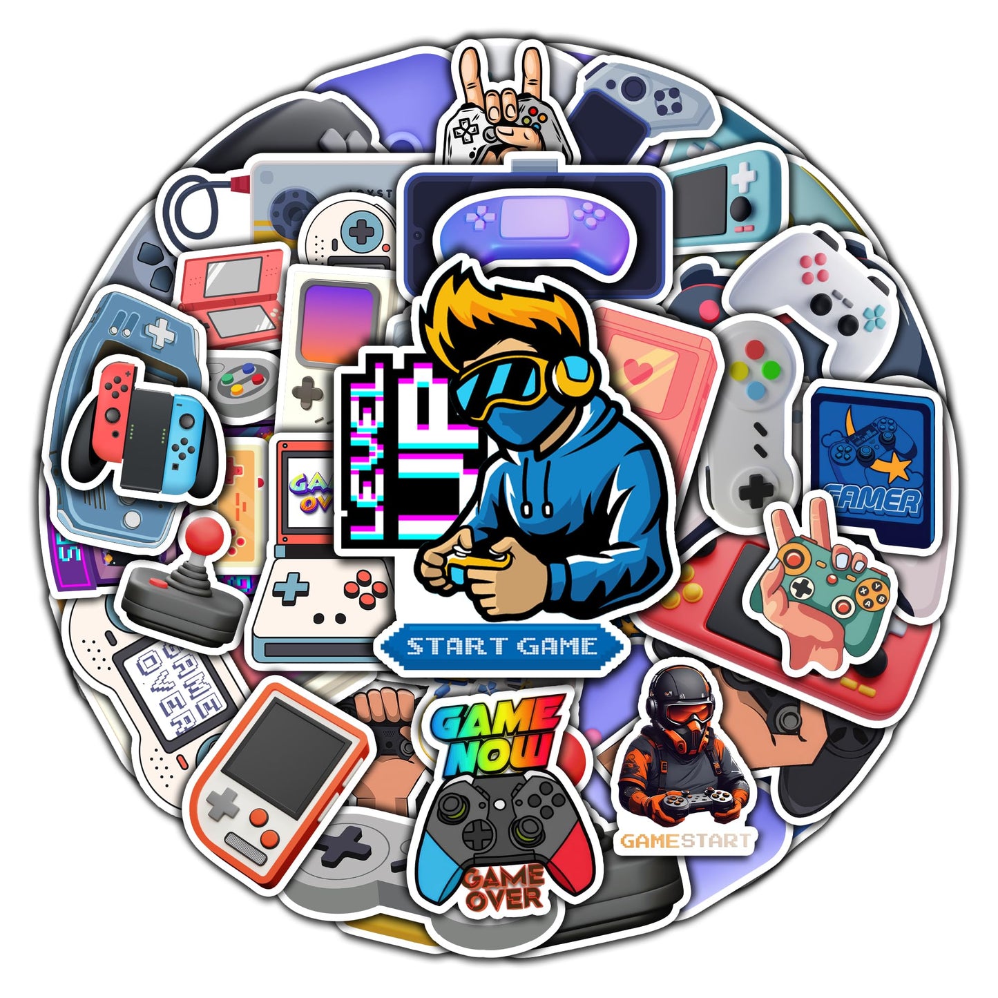 50 Pack of Waterproof Cartoon Game Controller Stickers