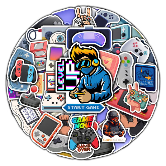 50 Pack of Waterproof Cartoon Game Controller Stickers